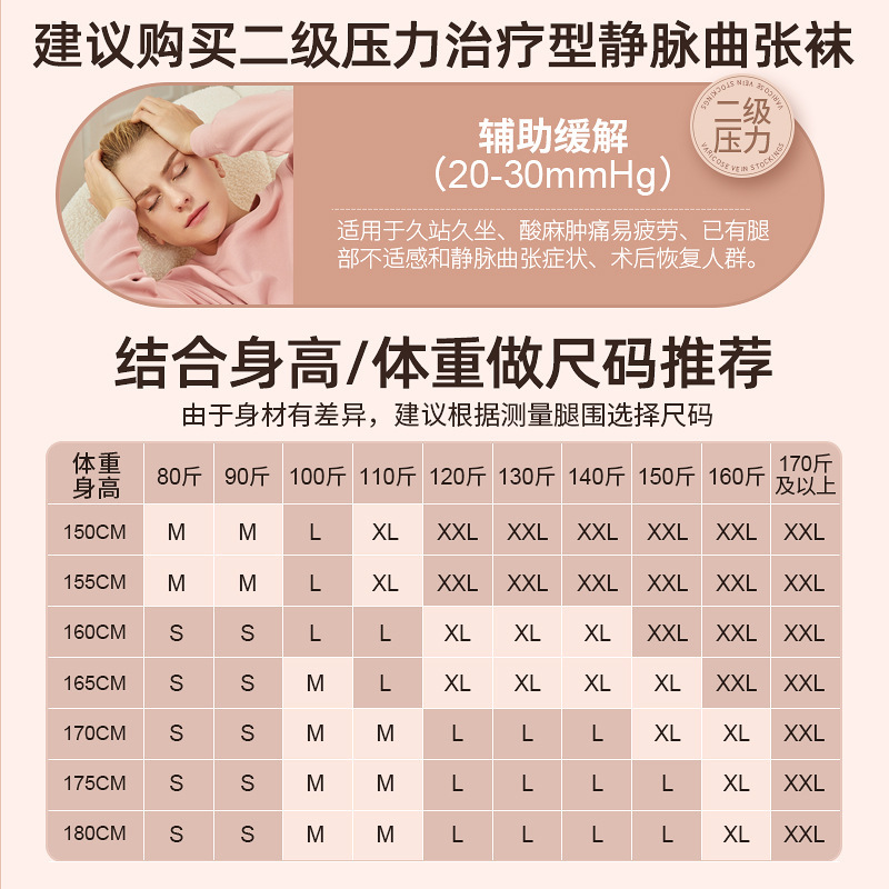 Zhuochen Medical Compression Stockings for Varicose Veins, Maternity Medical Pressure Pantyhose, Anti-Varicose Long Stockings for Autumn and Winter, Thrombosis Prevention