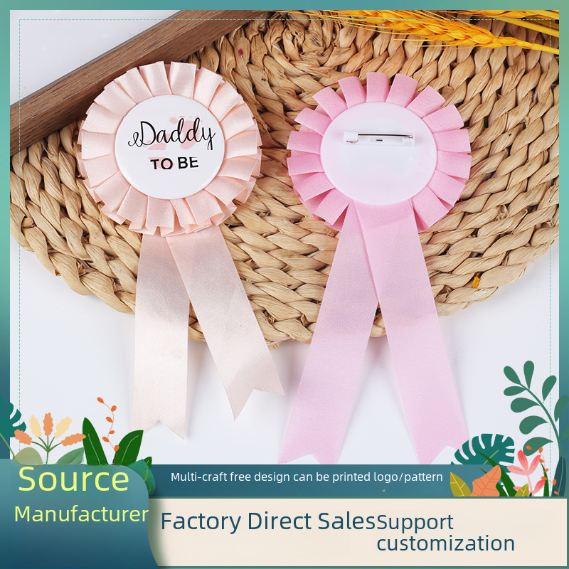 Cross-border supply mom to be footprints mother-to-be birthday party tinplate corsage