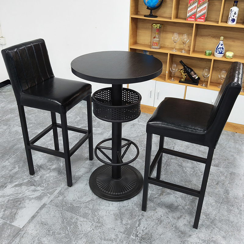 酒吧散台酒吧桌椅组合复古简约高脚桌静吧清吧KTV靠墙吧台现货