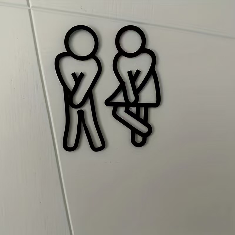 2D Plane, Fun Bathroom Sign - Men's and Women's Restroom Signal - Men's and Women's Restroom Door Decoration