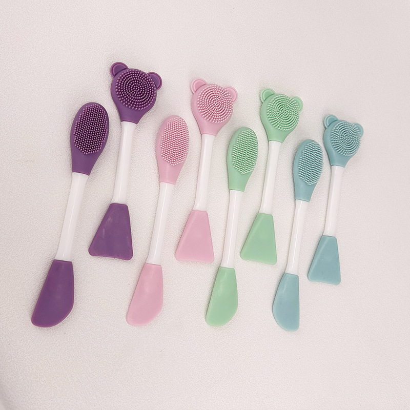 Double-head Silicone Face Mask Brush Pore Cleaning Brush Mud Mask Application Brush Portable Beauty Makeup Tool One Pack