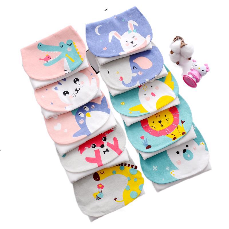 Sweat-Absorbing Towel Manufacturer Wholesale Bear-Shaped Four-Layer Gauze Infant Back Pad Sweat Towel Cotton Gauze Super Soft and Absorbent