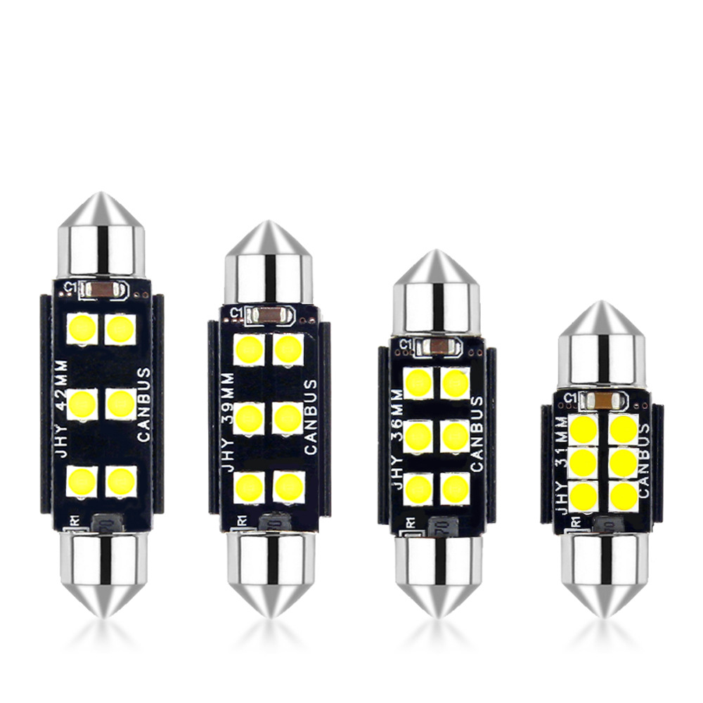 Car Led Roof Light Double Tip 3030 6Smd Constant Current High Brightness Canbus Decoding Reading Light C5W License Plate Light