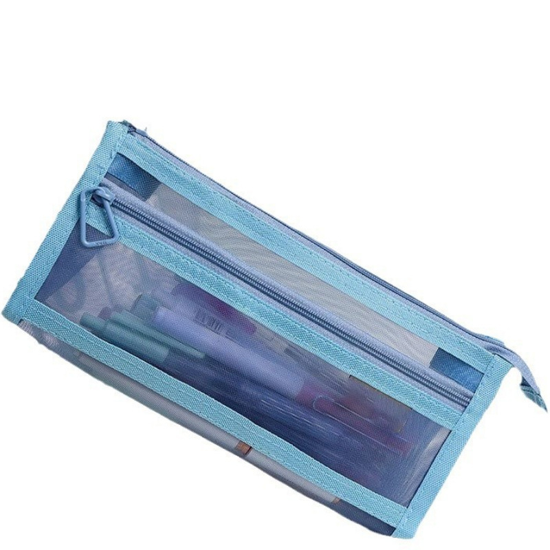 Double-Layer Pencil Case with Transparent Mesh, Special Stationery Bag for Students' Exams, Children's Pencil Bag, Three-Dimensional Large-Capacity Stationery Box