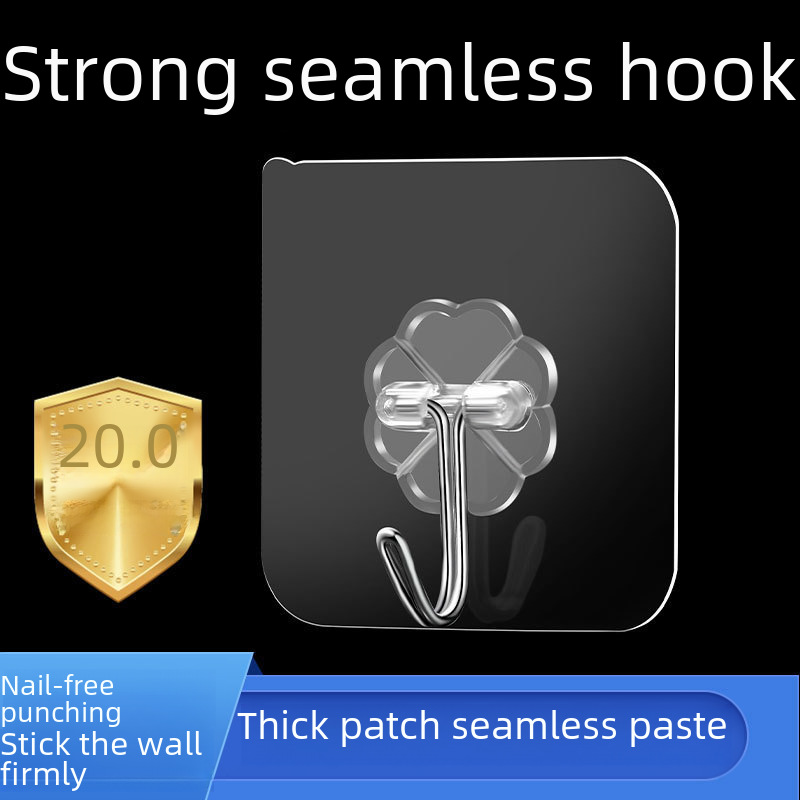 Transparent hook non-perforated sticky hook stall wholesale strong seamless hook plastic Creative Bathroom Kitchen hook