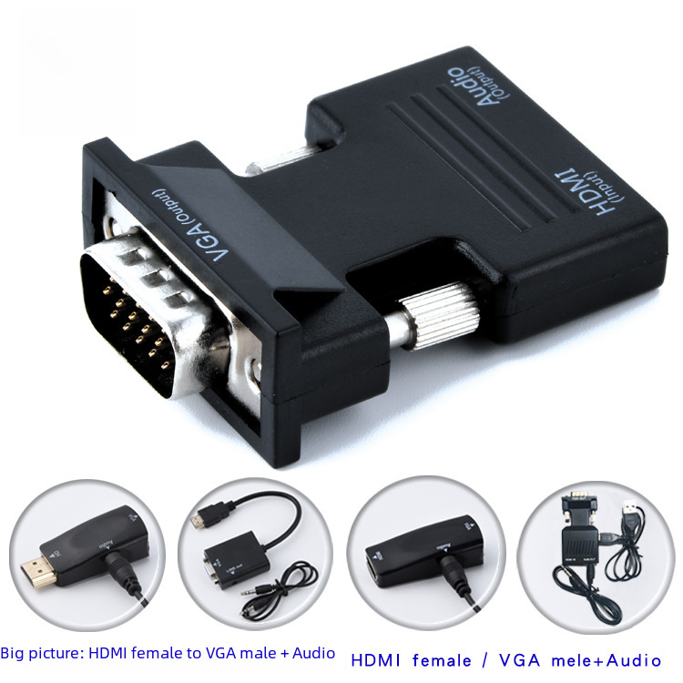 hdmi female to male vga to hd line adapter computer set-top box converter with screen display TV