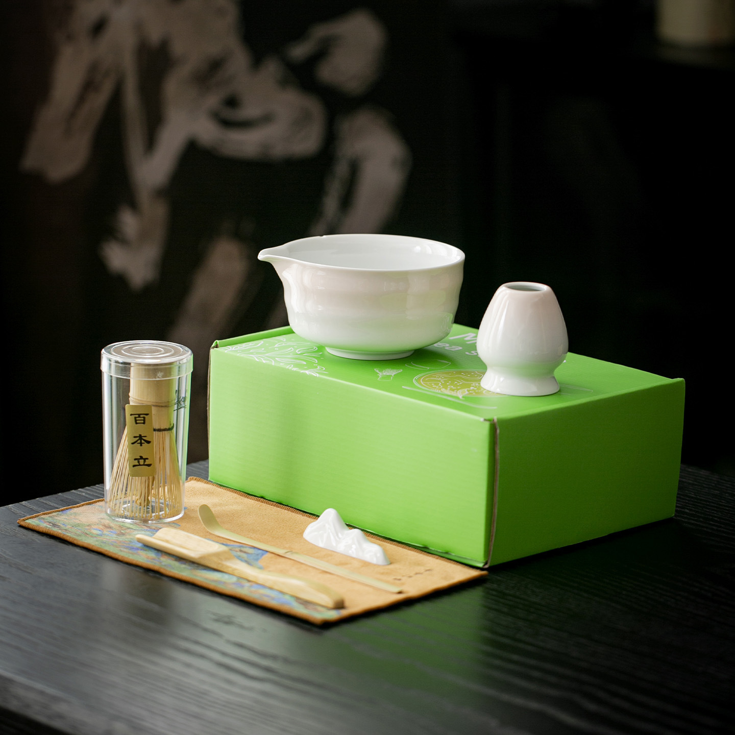 Amazon Ins Style Japanese Ceramic Matcha Bowl with Spout Song Dynasty Tea Making Tools Tea Whisk Stand