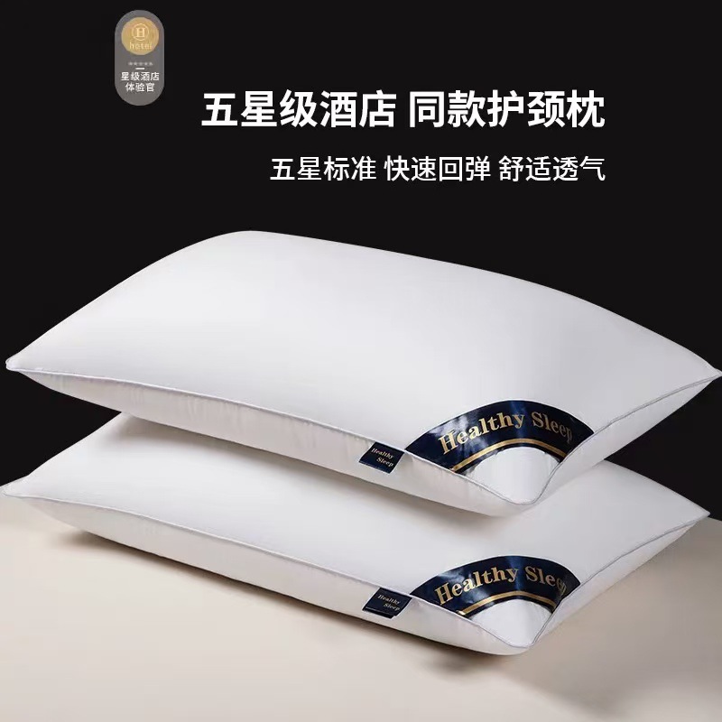 Foreign Trade Cross-Border New Product Hotel Pillow Brushed Printed Feather Velvet Pillow Core Pillow Washable Neck Protector Drop Shipping