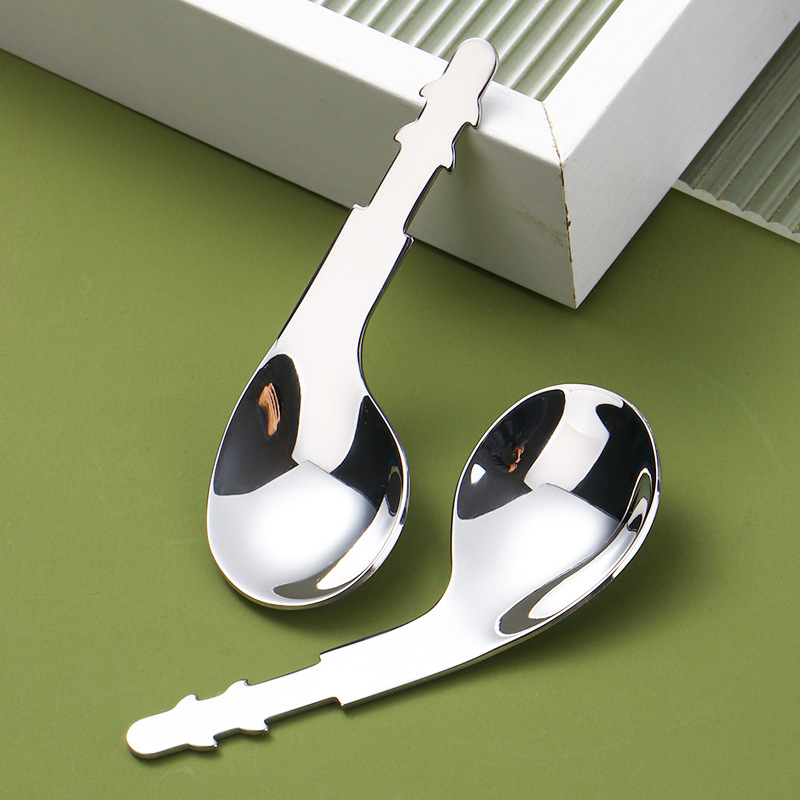 316L StainLess SteeL Kidsren's Fork and Spoon TabLeware Baby Feeding Spoon EnLarged Spoon Head 304 Infant Learning Spoon