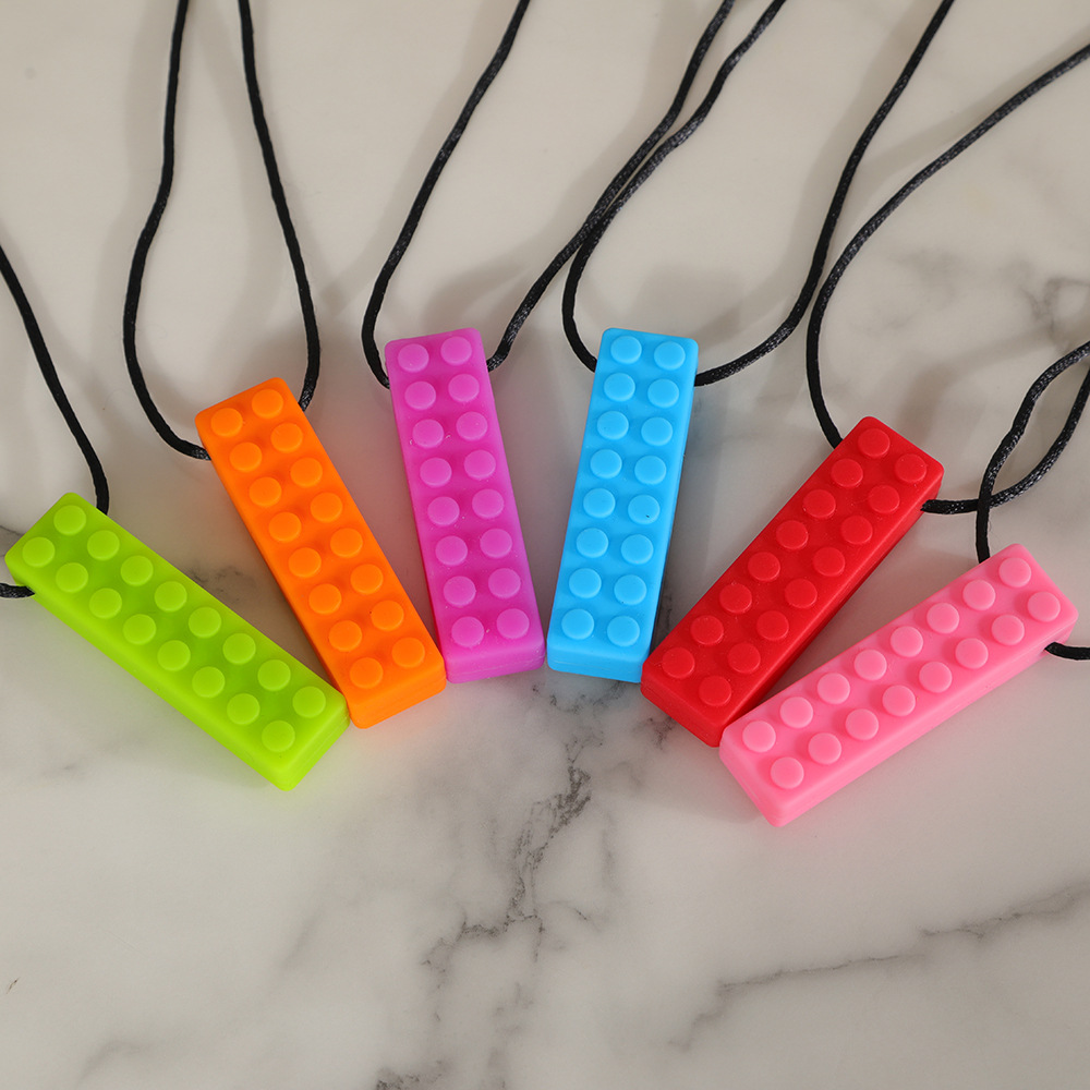 Amazon New Building Block Tooth Gum Chewing Pendant Rainbow Grinder Baby Grinding Stick Self-closing Training Tooth Gel Set