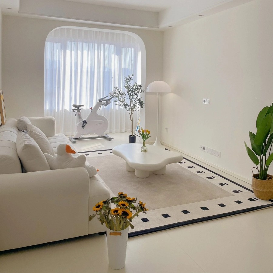 Spc Stone Plastic Lock Wood Floor Pure Color Cream Wabi-Sabi Style Household Micro-Cement Pvc Stone Crystal Snap-On Floor