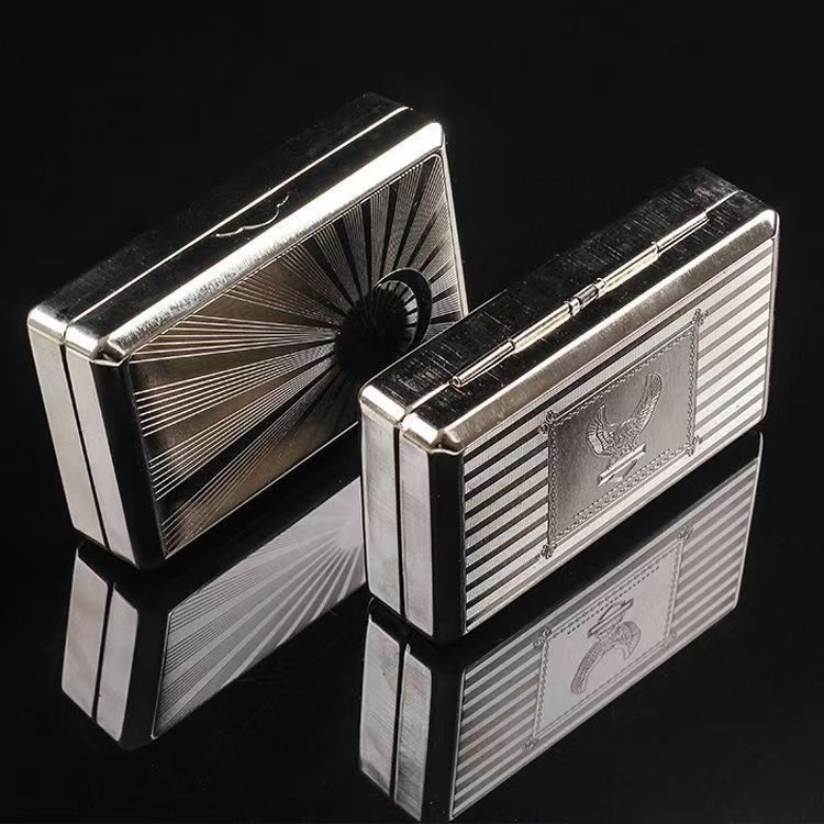 Tinplate Metal Tobacco Box Portable Special Cigarette Case Tobacco Pipe Box with Paper Clip Moisturizer Compression Resistant Cigarette Box