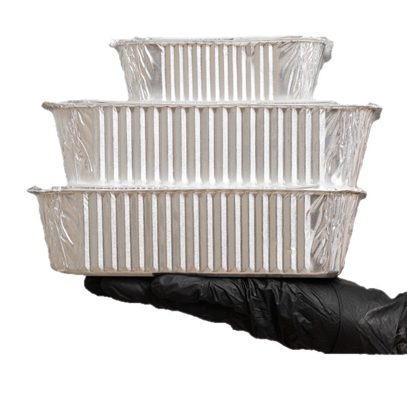 Tin Foil Box, Aluminum Foil Box with Lid, Bowl and Chopsticks, Transparent Colorful Barbecue Box for Takeout Packaging, Disposable Lunch Box