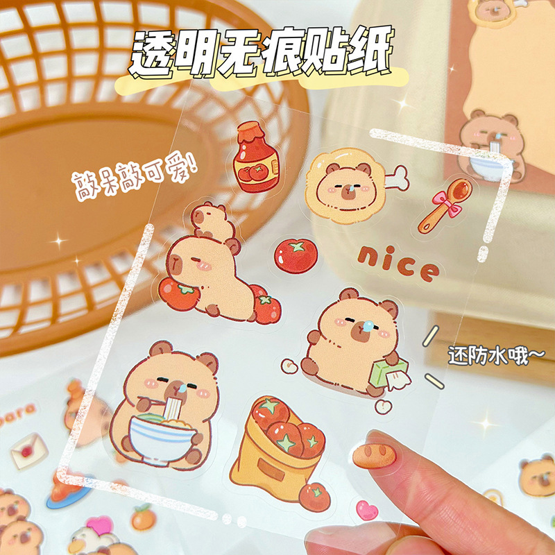 Capabala stickers capabala Journal stickers material Journal capybara stickers cartoon girl children goo card