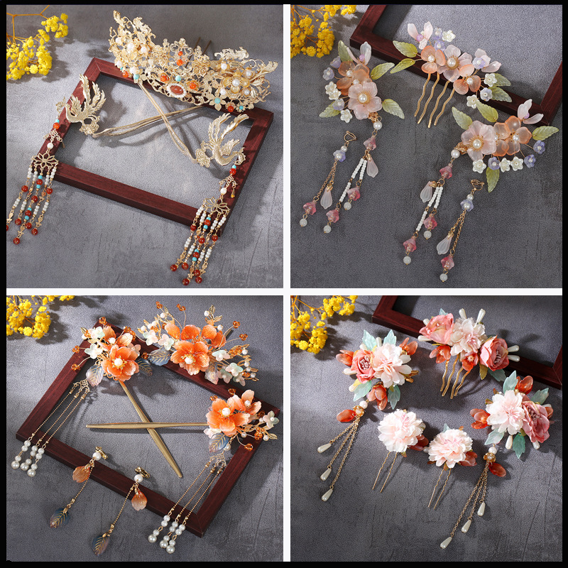 Новый головной убор Ханьфу, полный набор с кисточками, классические аксессуары для волос