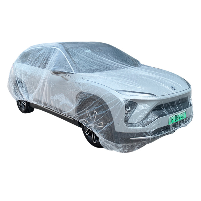 Car disposable transparent plastic car clothing car cover four seasons available PE film car cover rainproof and dustproof plastic car clothing