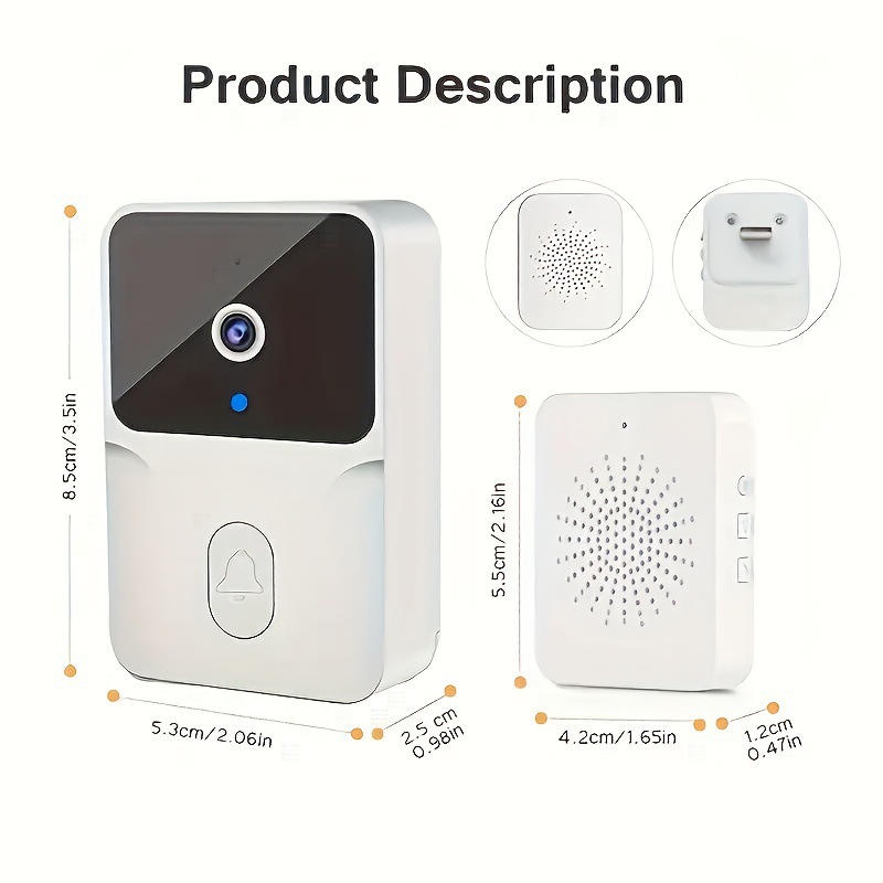 2026 New Cross-Border 2.4g Cross-Border Wireless High-Definition Video Doorbell Camera with Night Vision Function