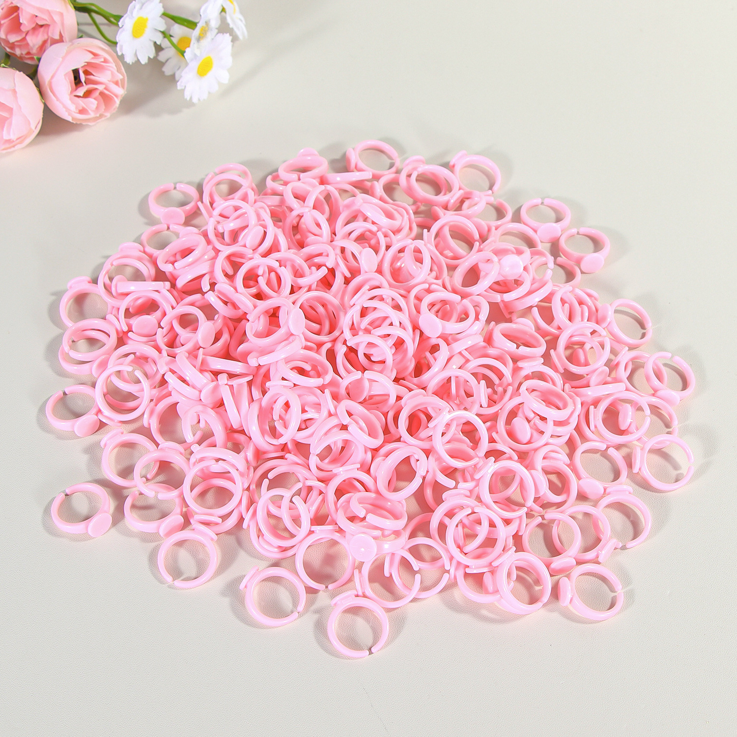 Оптовая база для розовых колец DIY полупрозрачные детские ювелирные аксессуары пластиковые открытые кольца для детского творчества