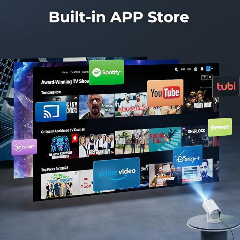 Cross-Border Popular Hy300Pro Barrel Projector for Home Use Android 11 Bluetooth 4K High-Definition Portable Projector Factory