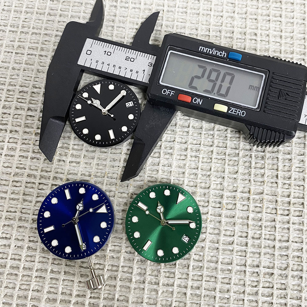 29mm Markless Dial Pattern Blue-Green Luminous Suitable for Nh36/Nh35 Movement Watch Modification Accessories