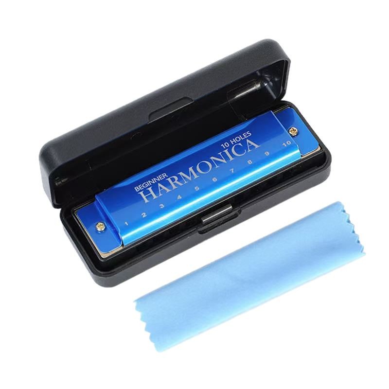 Ten-hole harmonica color ten-tone metal harmonica beginners students children men and women self-study entry musical instruments foreign trade money