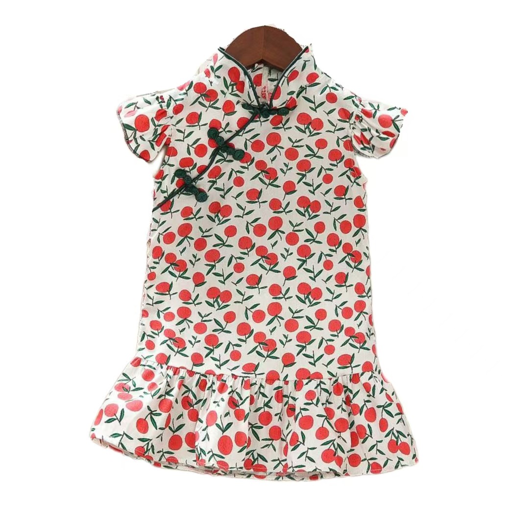 Girls Chinese style retro Hanfu summer children's western style cheongsam dress baby skirt cross-border a generation of hair