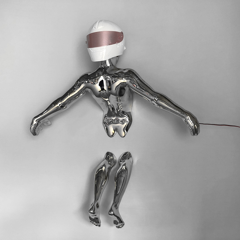 Modern Ornaments Ai Machine Robot Wall Hanging Wall Decoration with Lights High-End Bar Ktv Clubhouse Background Wall Decoration