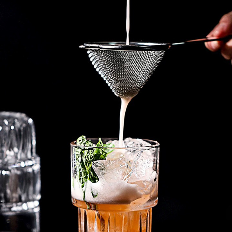 Bartender Stainless Steel Filter Cocktail Ice Strainer Triangular Fine Powder Sieve Juice Leakage S^
