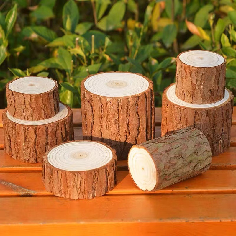 Fir firewood decorative wood small round wood natural fir background wall decoration courtyard corridor decorative fireplace