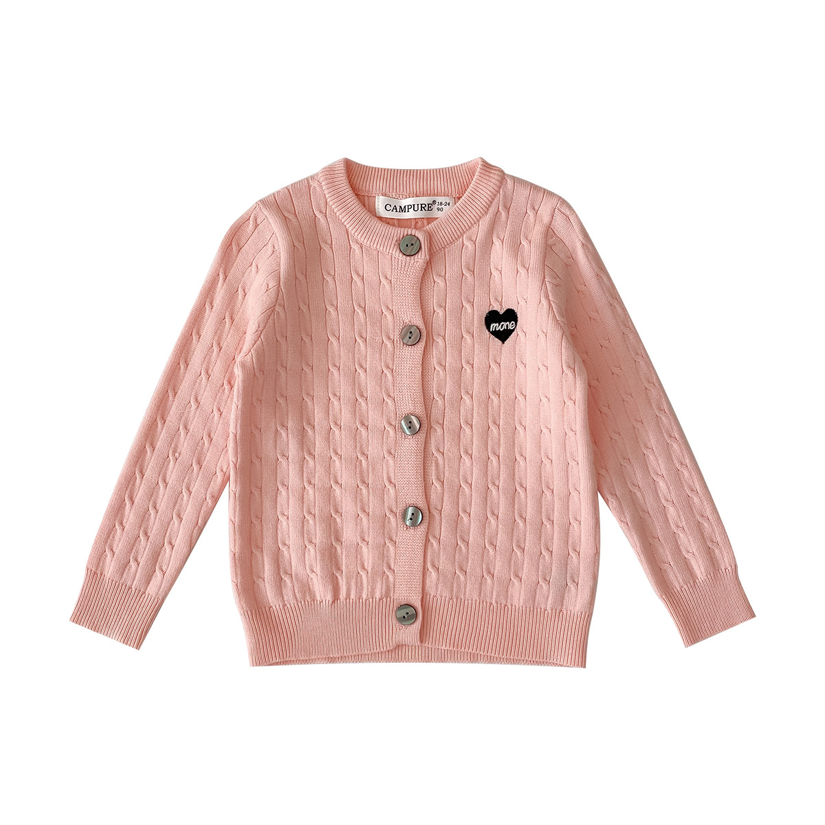 Children's Wear Large and Small Girls' Baby Korean Style Strung Sweater Western Style Casual Love Knitted Cardigan Jacket