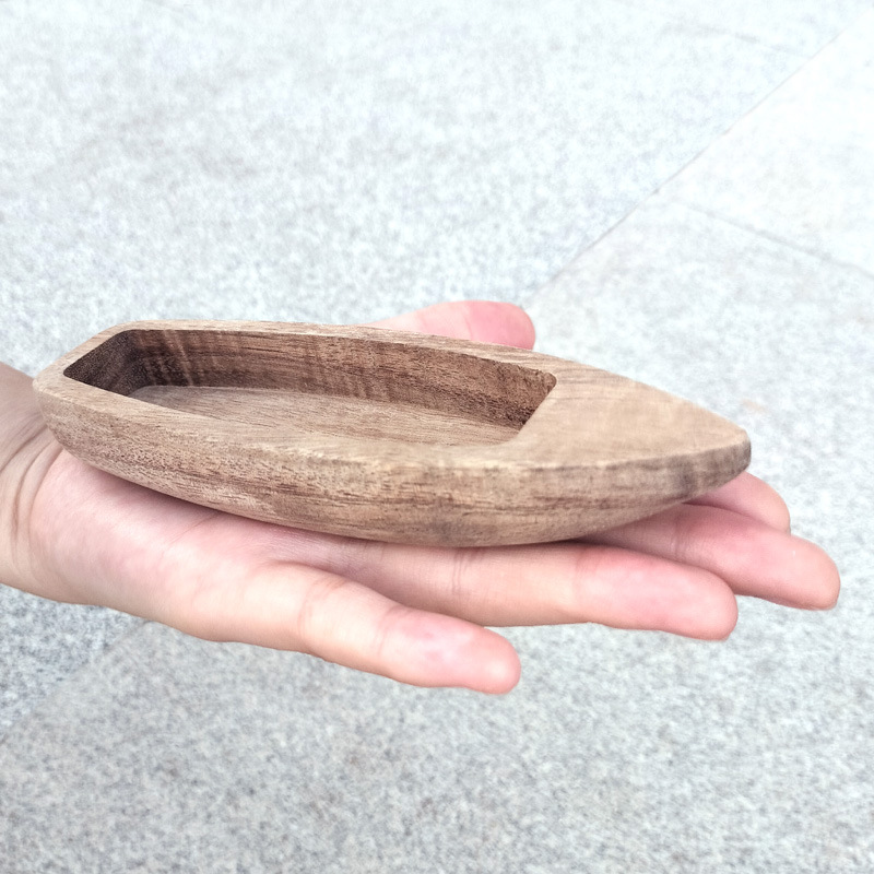 Bonsai Pool Wooden Boat Model Wooden Log Toy Canoe Can Enter the Water Wooden Solid Wood Canoe