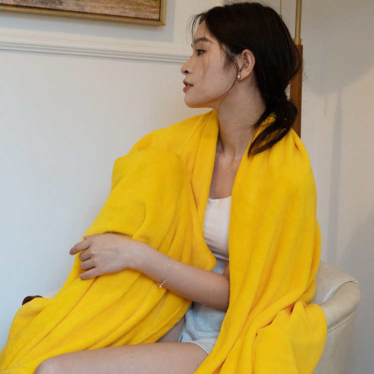 Factory Direct Supply Plain Double-sided Coral Velvet Blanket Autumn and Winter Thickeneded Blanket Export Promotional Gift Blanket