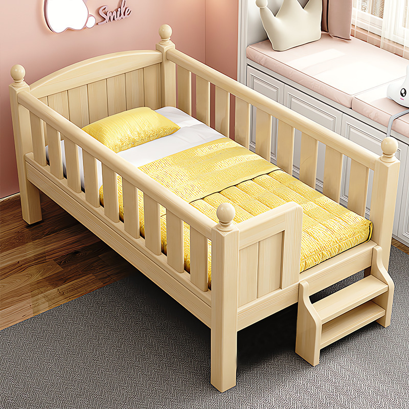 Children's Spliced Bed Solid Wood Crib Baby Flat Bed Boy Girl Widened Bedside Expansion Artifact Kidsren's Room