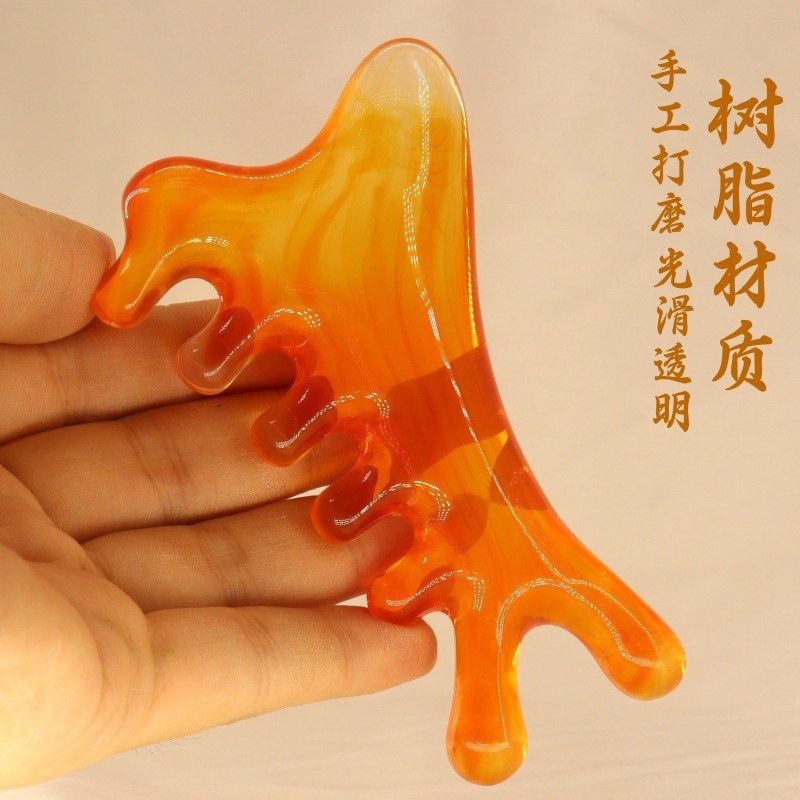 Популярный четырехвместный массажный гребень из смолы, многофункциональный специальный гребень для лица, скребок для красоты, меридианный щеточка