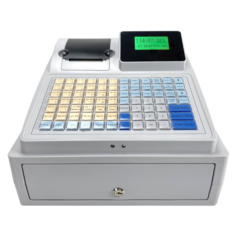 C50 cash register printing small ticket purple light banknote cash register English version comes with printer double screen display