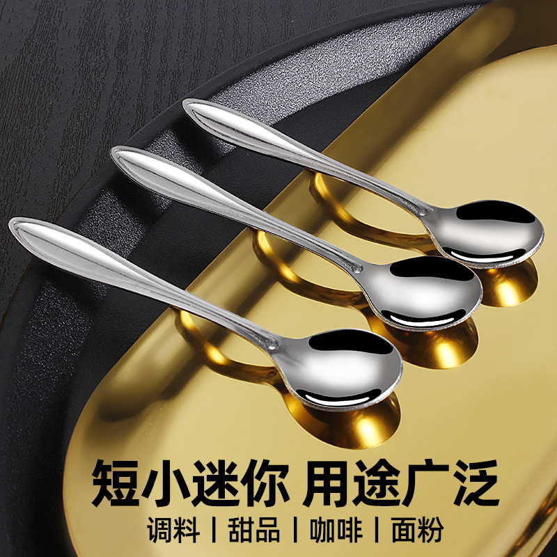 Stainless Steel Spoon Household small size Salt MSG Seasoning Spoon Dessert Spoon Round Head Mini Spoon Mixing Coffee Spoon