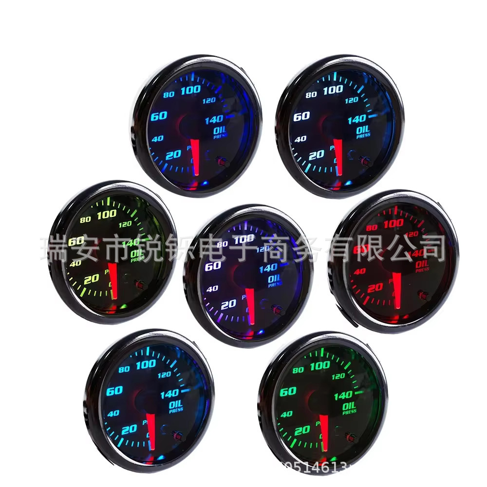 Auto parts 2 ''52mm oil pressure gauge meter and sensor with colorful car digital LED 0-140 PSI
