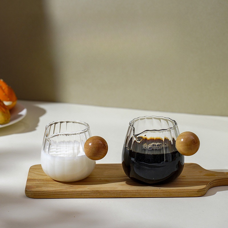 Espresso Latte Coffee Milk Pot Extract Measuring Cup High Temperature Resistant Italian Coffee Small Milk Pot Round Handle Milk Pot Coffee Pot