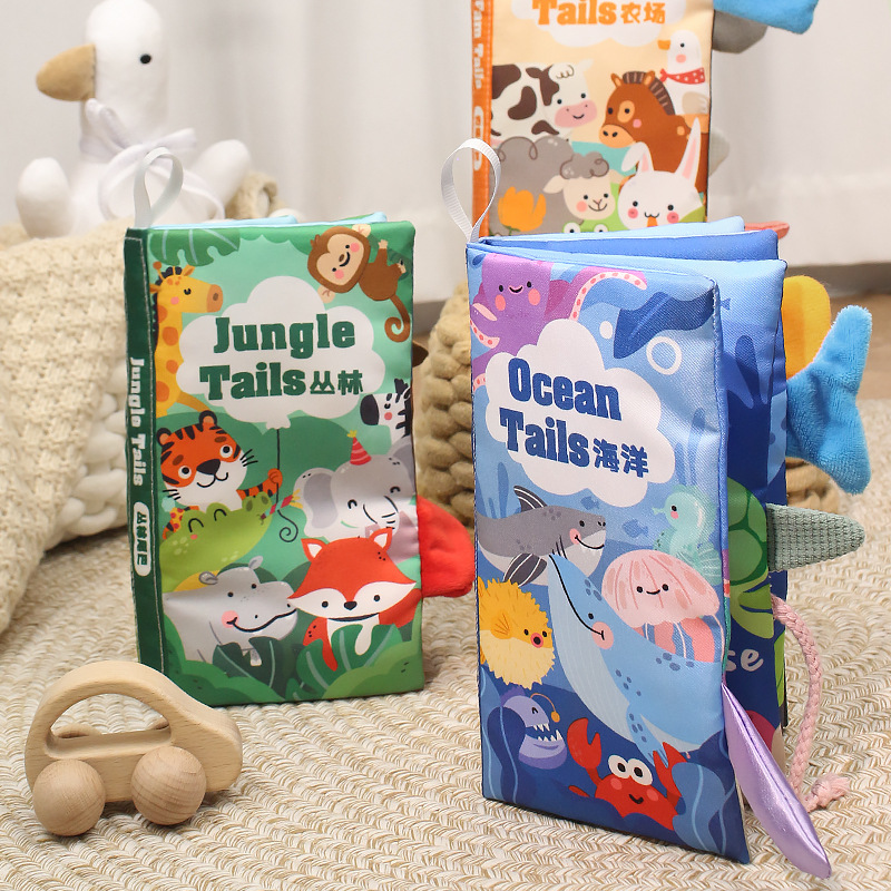 Cloth Book Early Education Baby Can't Tear 0-3 Years Old Three-dimensional Tail Book Bite Enlightenment Book 6 Months Baby Educational Toys