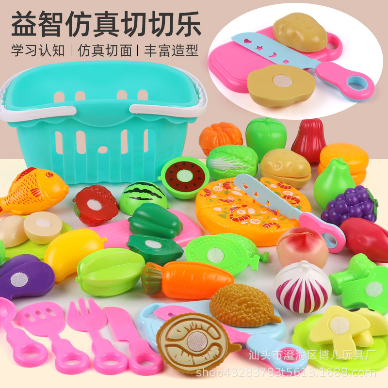 Factory wholesale bulk cut fun toys cut fruit and vegetable skin girls children play house toys educational kitchenware