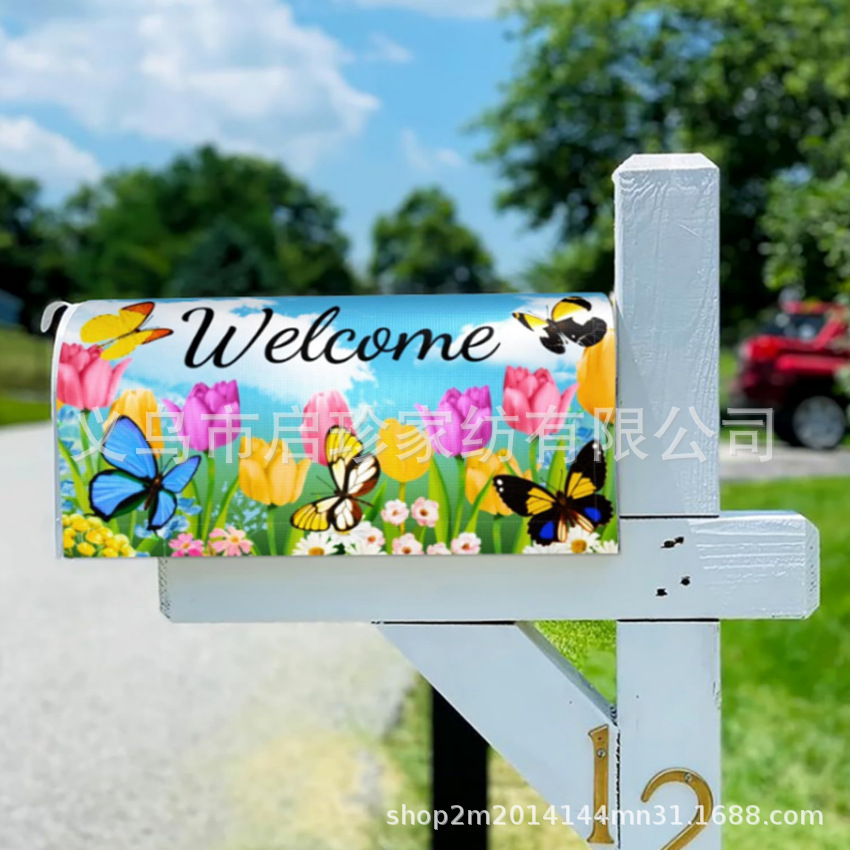 Cross-border Amazon Magnet Mailbox Cloth Printed Mailbox Cylinder Cover/Mailbox Cover Decorative Mailbox Magnetic Protection Cover