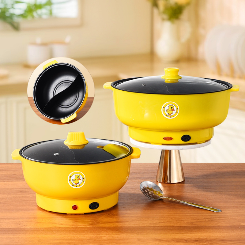 Factory Direct Supply Stainless Steel Electric Frying Pan, Takeaway Electric Pot, Small Hot Pot, Convenient Electric Hot Pot, Multi-Functional All-In-One Electric Cooking Pot
