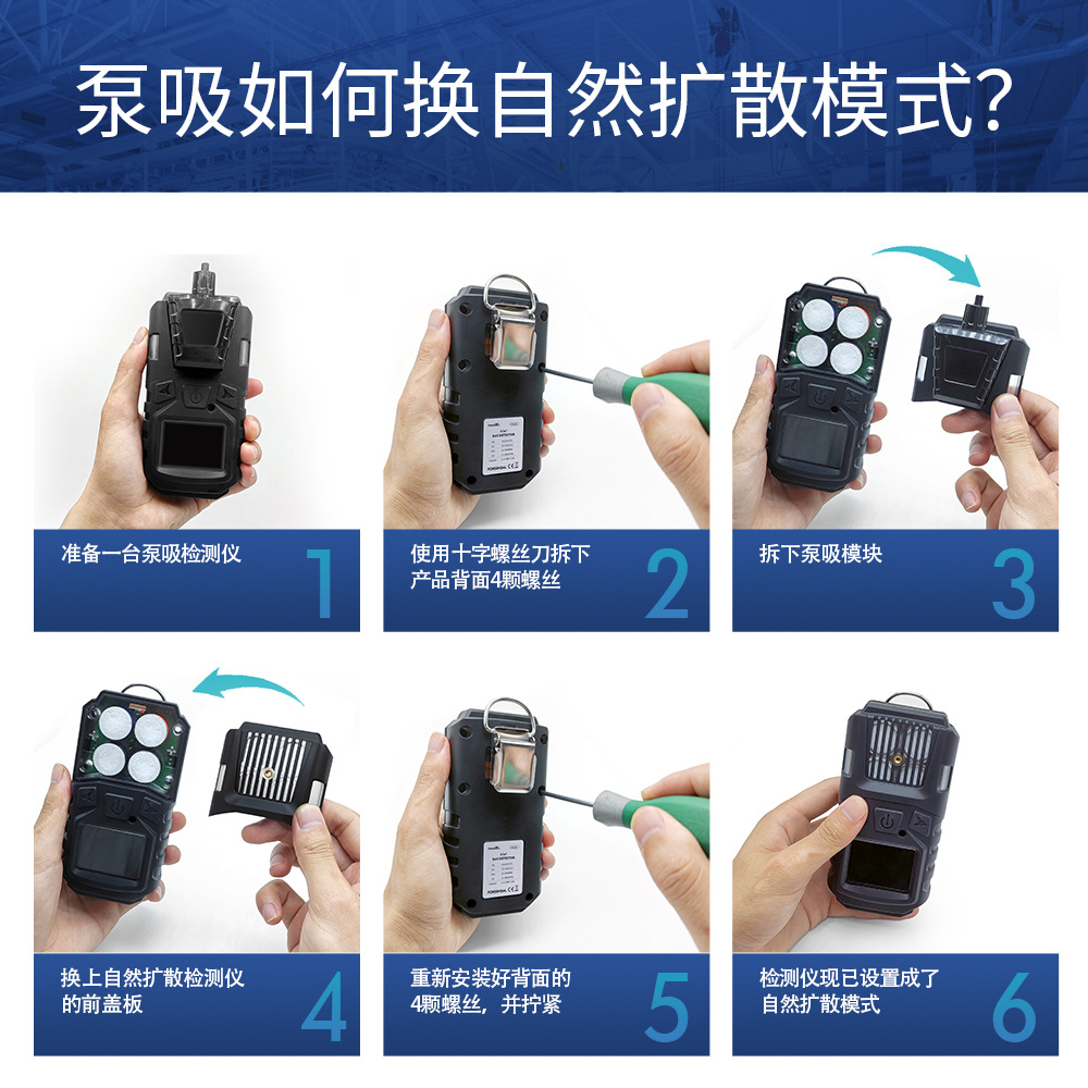 Fushen Portable Four-In-One Gas Detector Combustible H2S Oxygen Co Industrial Toxic and Harmful Gas Alarm