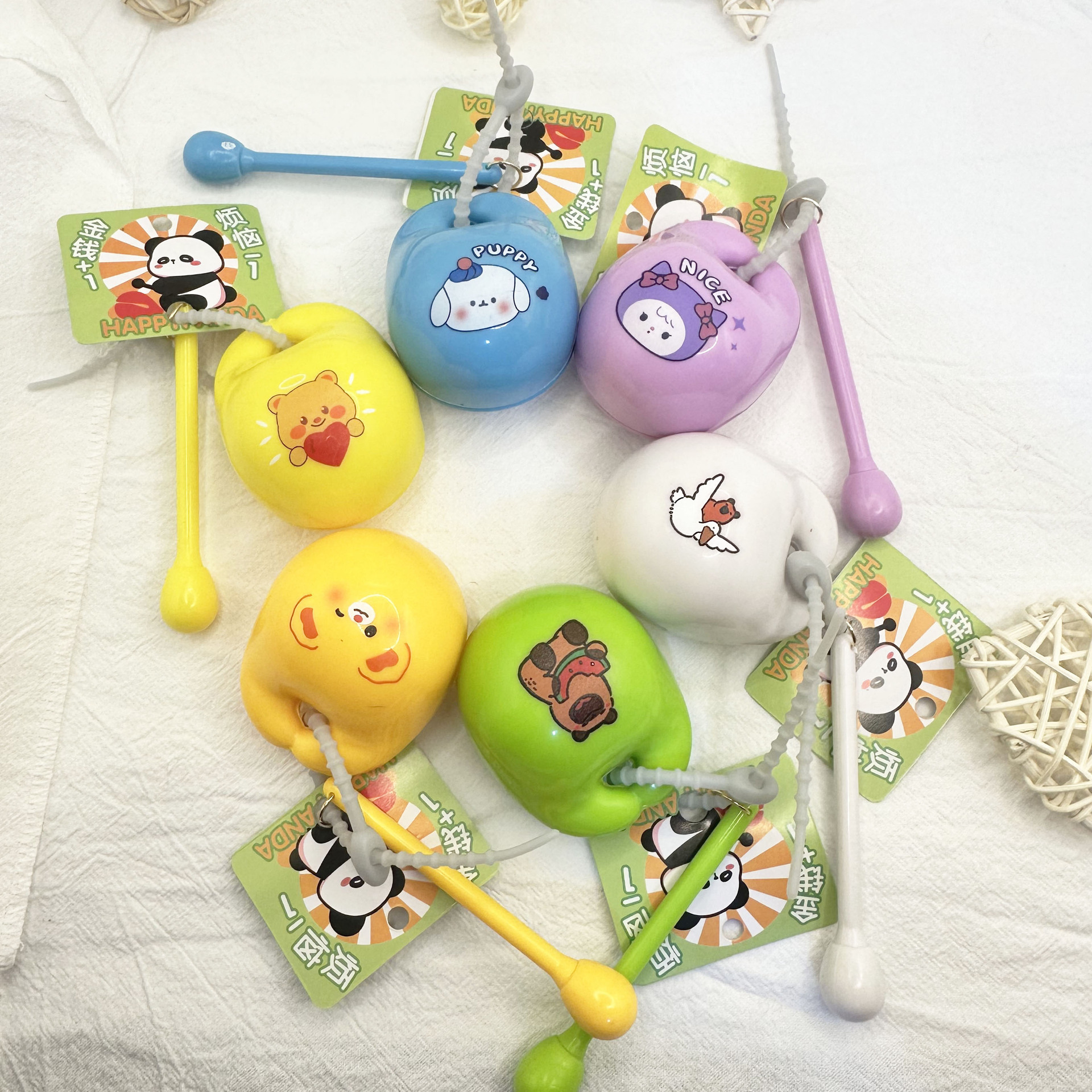 Merit Wooden Fish Decompression Keychain Kapibara Small Pendant Cartoon Book Creative Cute Toy Decompression