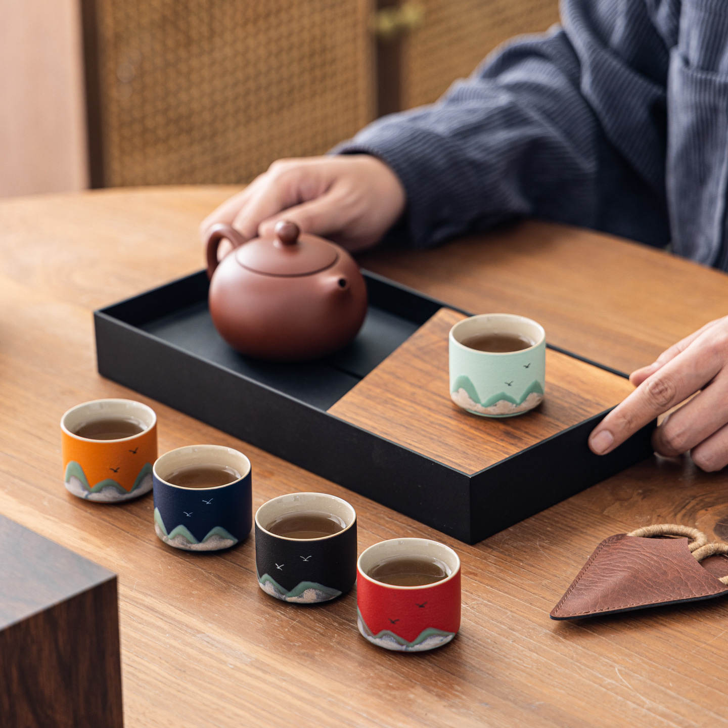Cultural and Creative Tea Set Cup Set Hand-Painted Qianli Jiangshan Gift Box for Customers Gifts Souvenirs Ready-Made Gifts with Logo