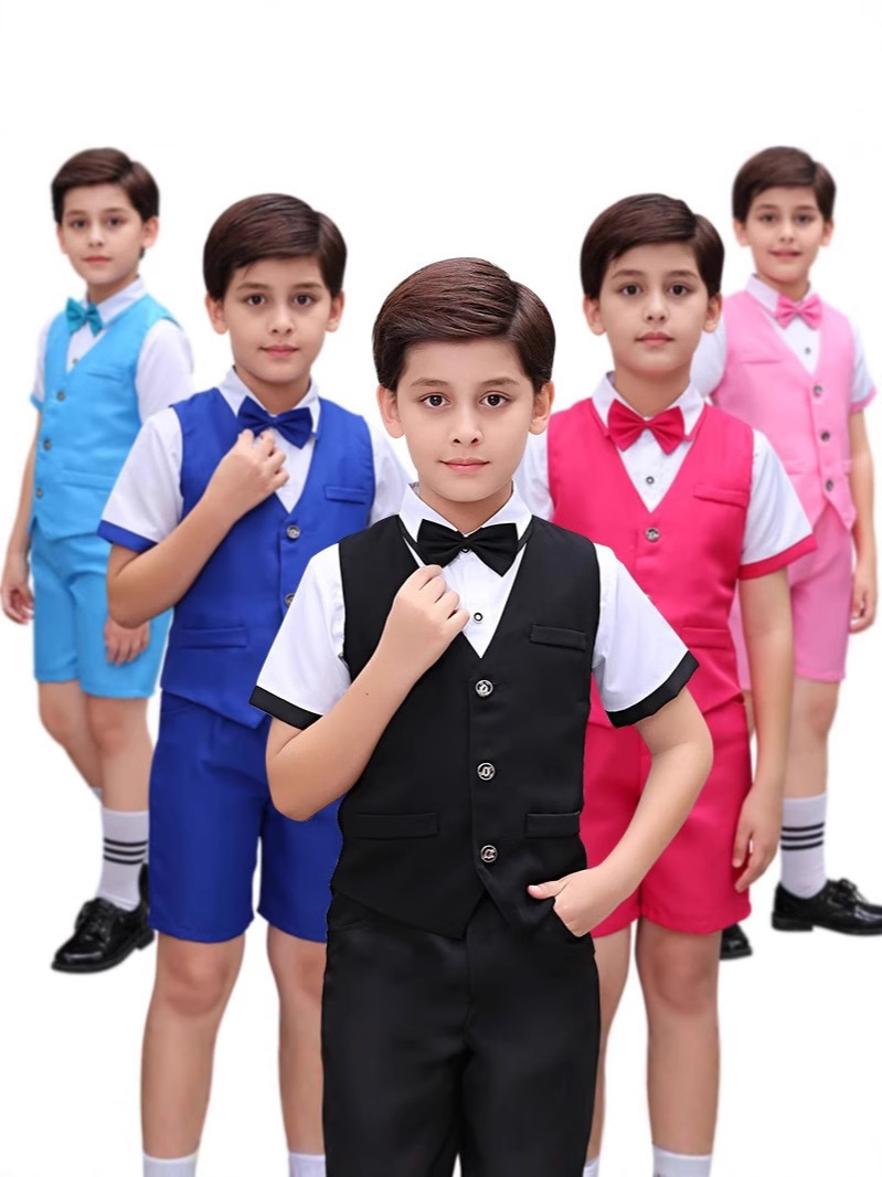 Children's Chorus Performance Costume Host Recitation Costume Flower Children's Dress Boys' Suit Vest suit Performance Costume