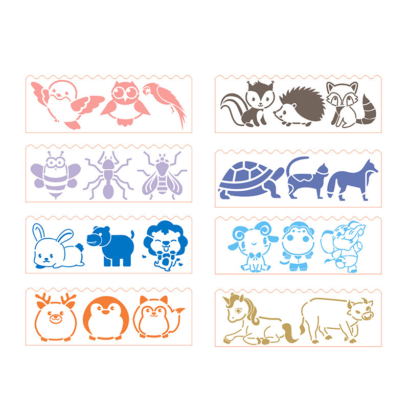 Cross-Border Trade Long Strip Painting Template, Hollow-Out Painting and Graffiti Template, Handwritten Newspaper Wall Painting Multi-Functional Border Ruler