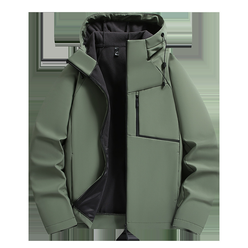 Niaojia Soft Shell Jacket for Men and Women in Autumn and Winter Fleece-Lined and Thickeneded Warm Jacket Loose Couple Outer Tower Hooded Clip