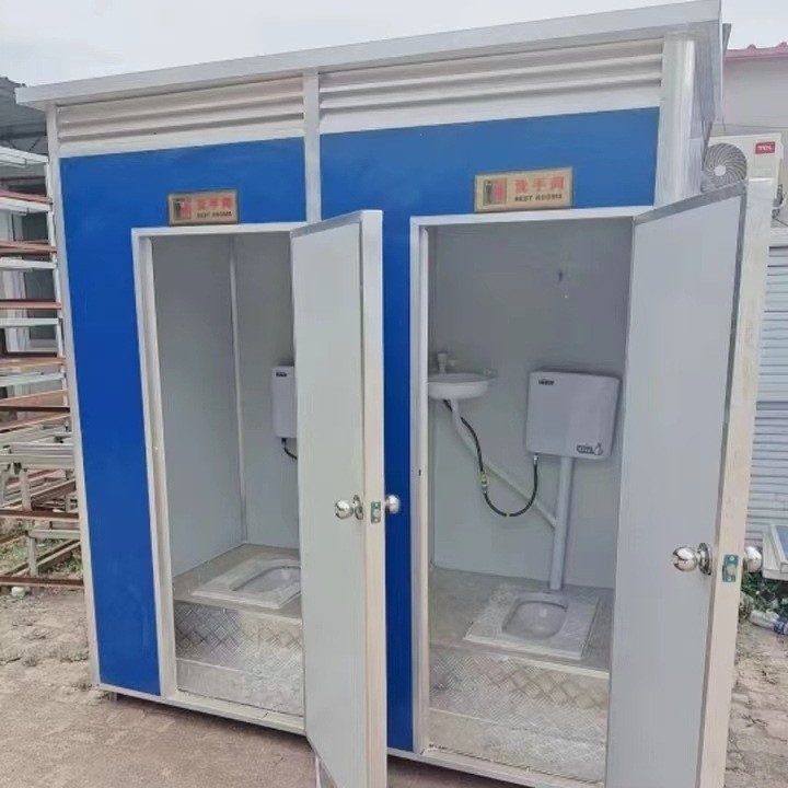 Outdoor Construction Site Color Steel Plate Mobile Toilet Double Simple Mobile Toilet Shower Room Rural Single Toilet