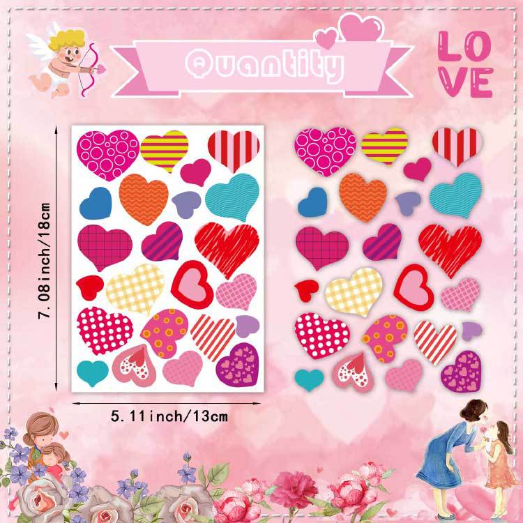 Valentine's Day Stickers Heart-shaped Stickers Children's Self-adhesive Love Label Decals Decorative Love Stickers Decorative Sealing Stickers
